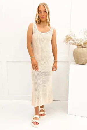 Sadie Maxi Dress Natural Luxurious Texture Layerable Piece