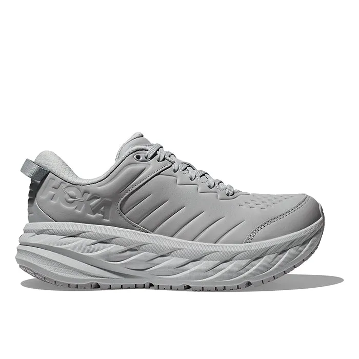 Womens Hoka Bondi SR (Slip Resistant) Wide in Harbor Mist/Lunar Rock Flex Fit Anti Torsion Plate