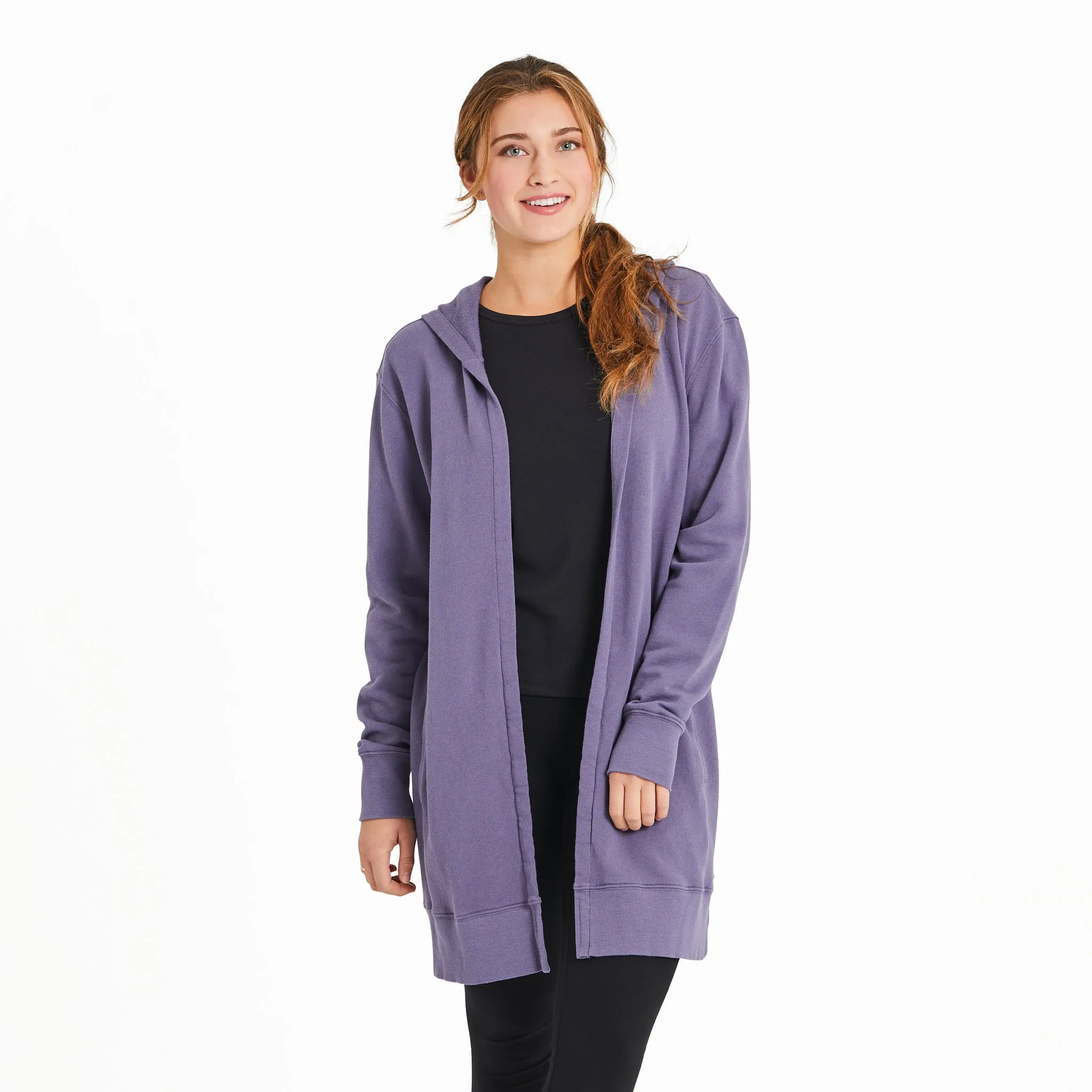 Women's Solid French Terry Beyond Hip Hoodie appropriate for parties consumer preference