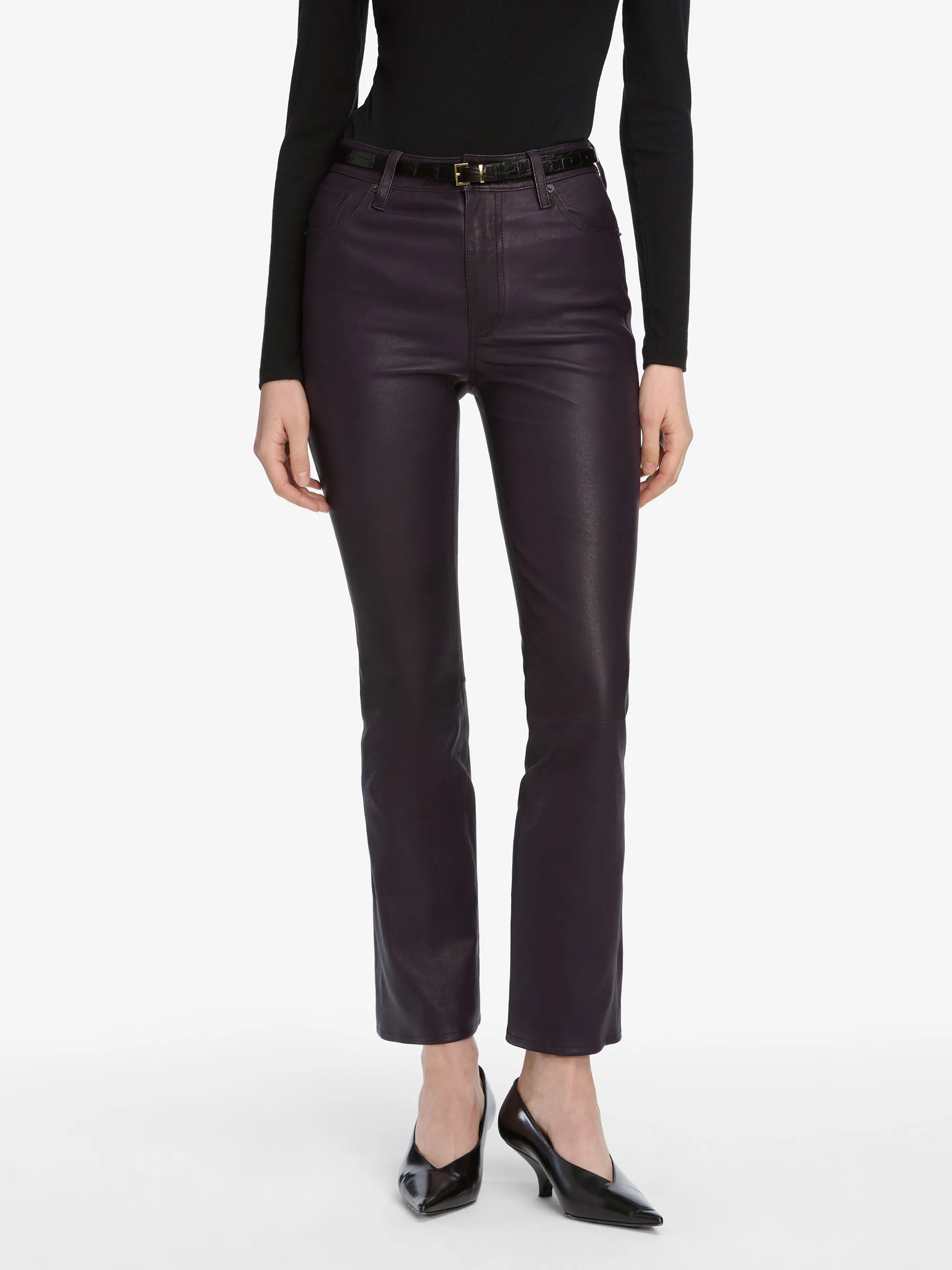 The Leather Reboot Crop -- Dark Royal Purple Secure Waistband Lightweight Fabric