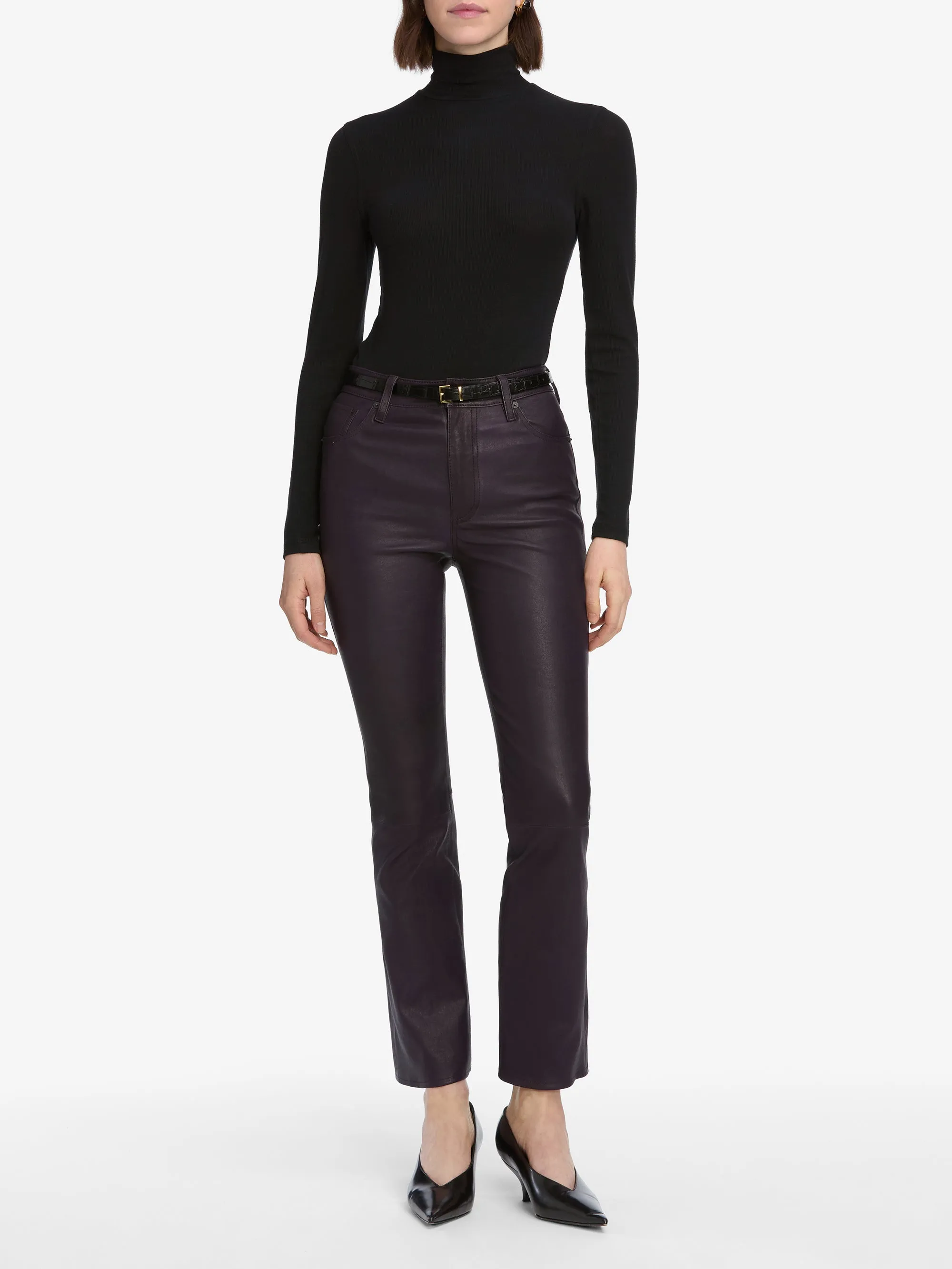 The Leather Reboot Crop -- Dark Royal Purple No Fuss