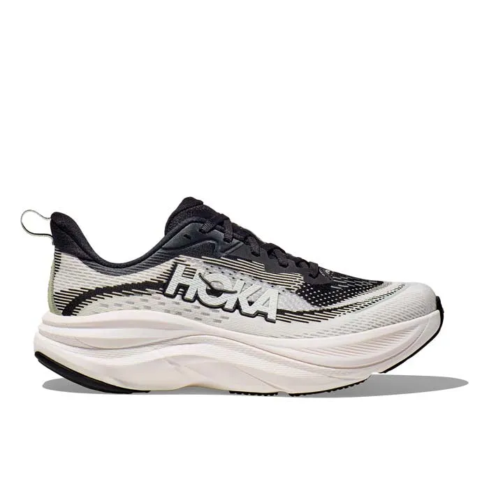 Womens Hoka Skyflow Wide in Black/White Stable construction