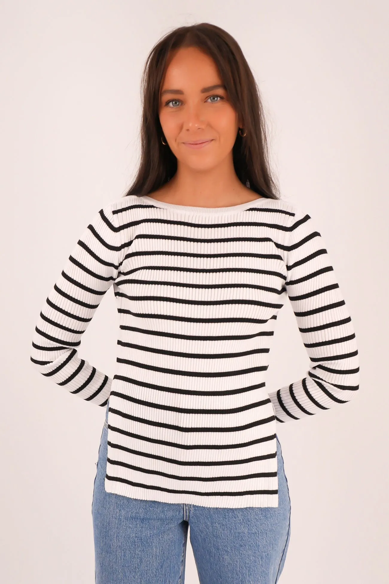 ReflectiveDetails Misu Long Sleeve White Stripe