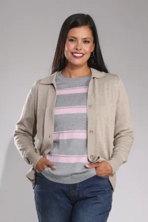 Touch of Wool Cardigan | OATMEAL | 6336B1 Street Sport Travel Light