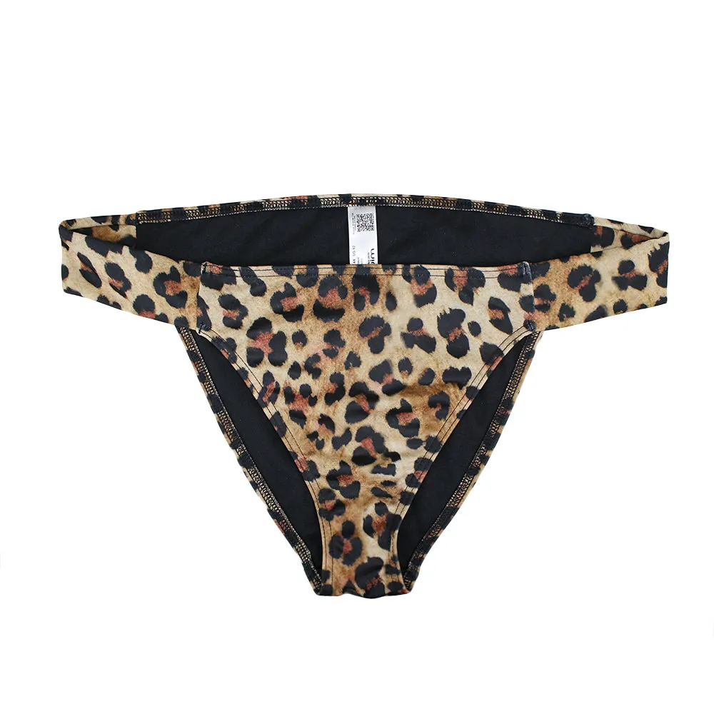 Women's Leopard Print Bikini Bottom,Multi Non Slip Elastic Quick Release Clasps