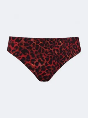Women's Printed Bikini Briefs Bottoms,Black/Red Comfort Fit Lining Moisture Wicking Fabric