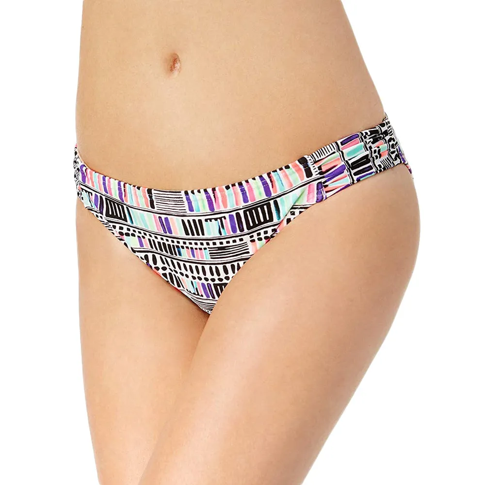 Smooth Edge Finish Women's Striped Bikini Bottom,White