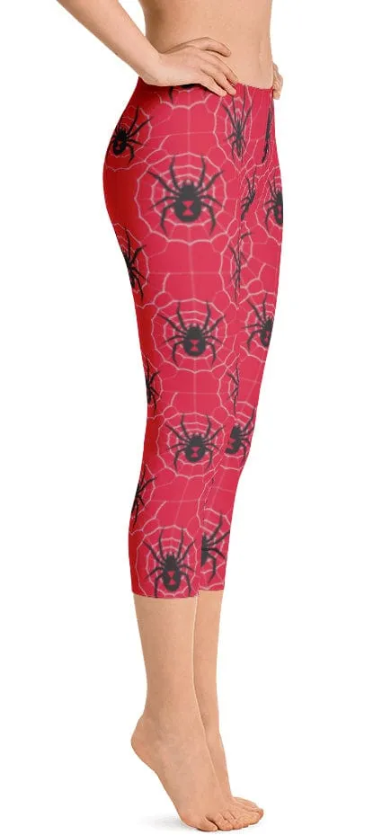 Flattering Waist Fit ReadyGOLF: Black Widow Red Women's Capri Leggings