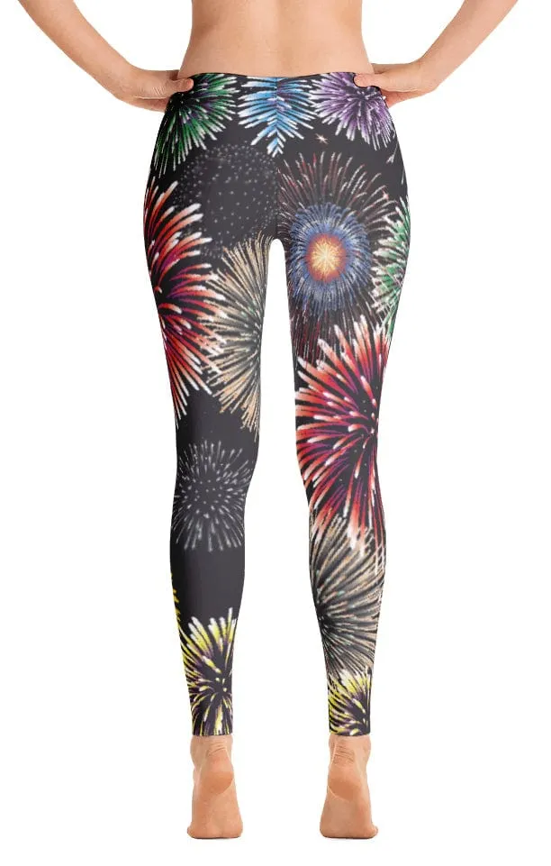 ReadyGOLF: Fireworks Women's All-Over Leggings Mountain Hike Body Shaping