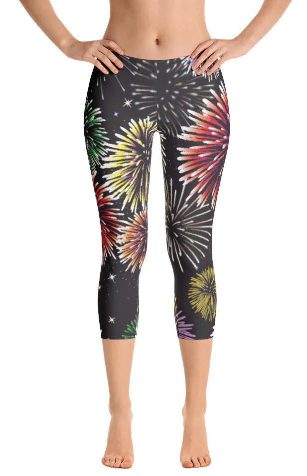 Perfect Shape Contoured Support ReadyGOLF: Fireworks Women's Capri Leggings - Size Small - SALE