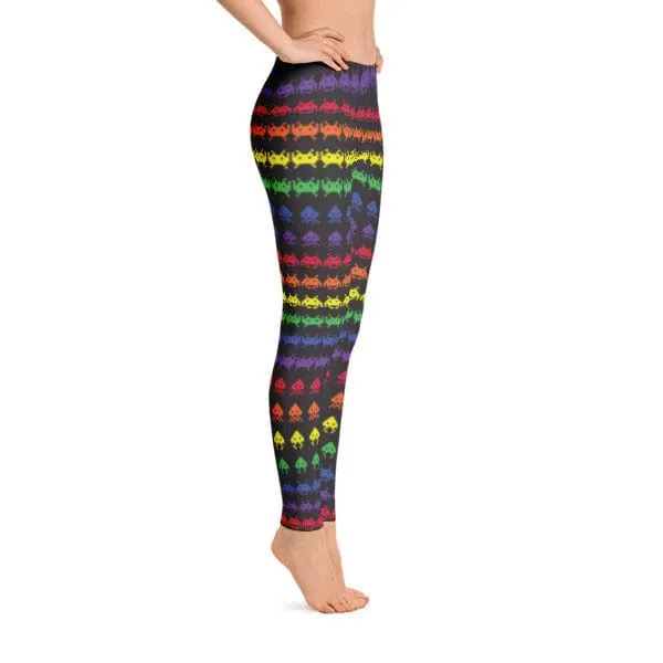 ReadyGOLF: Invaders from Space Women's All-Over Leggings Core Fitwear