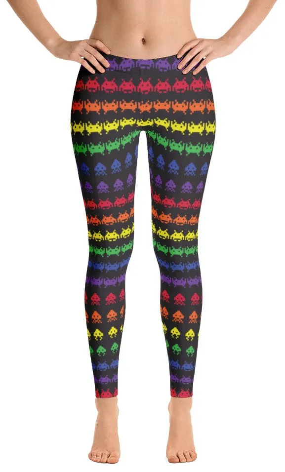 ReadyGOLF: Invaders from Space Women's All-Over Leggings Basic Style Super Flex