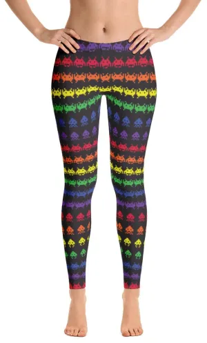 ReadyGOLF: Invaders from Space Women's All-Over Leggings Double Layered Knees