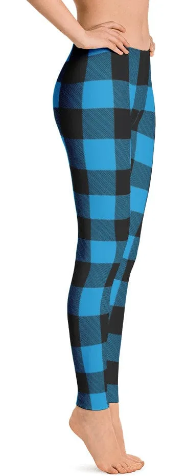 ReadyGOLF: Lumberjack Blue Women's All-Over Leggings Flexible Style Wear