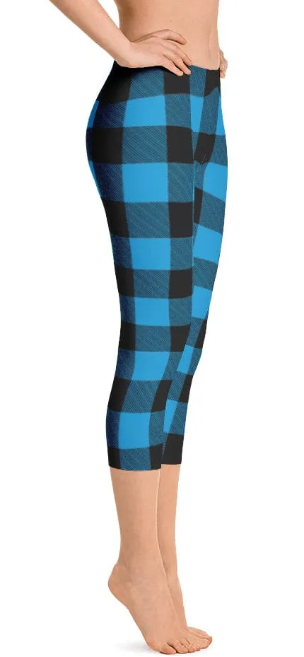 ReadyGOLF: Lumberjack Blue Women's Capri Leggings Easy Fit