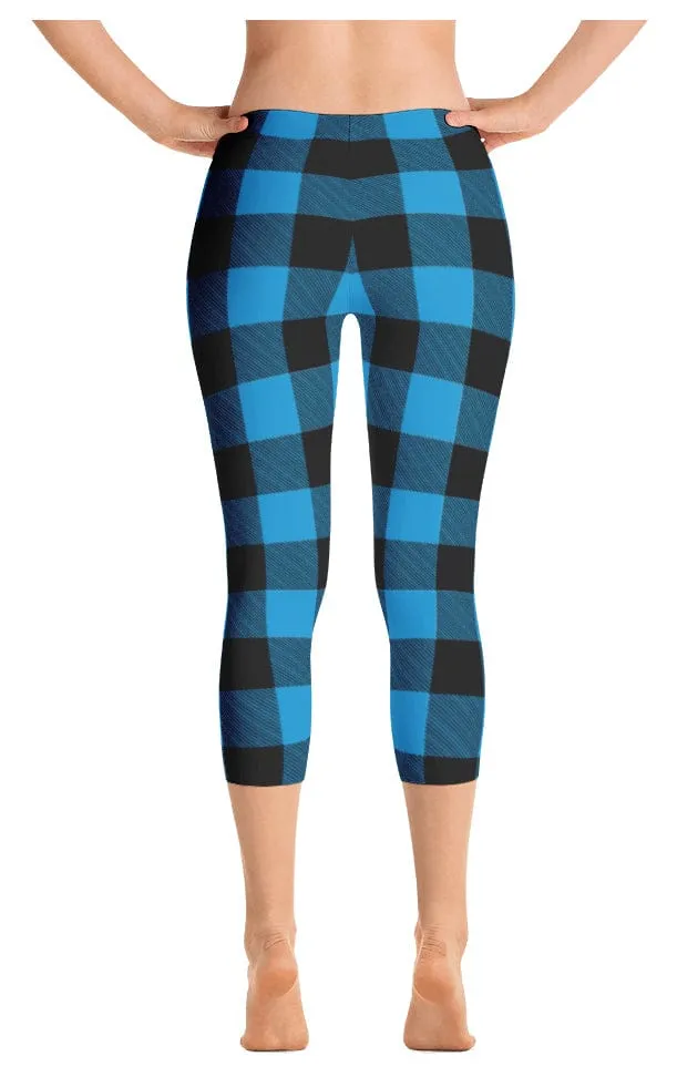 ReadyGOLF: Lumberjack Blue Women's Capri Leggings Comfort Flex Wear
