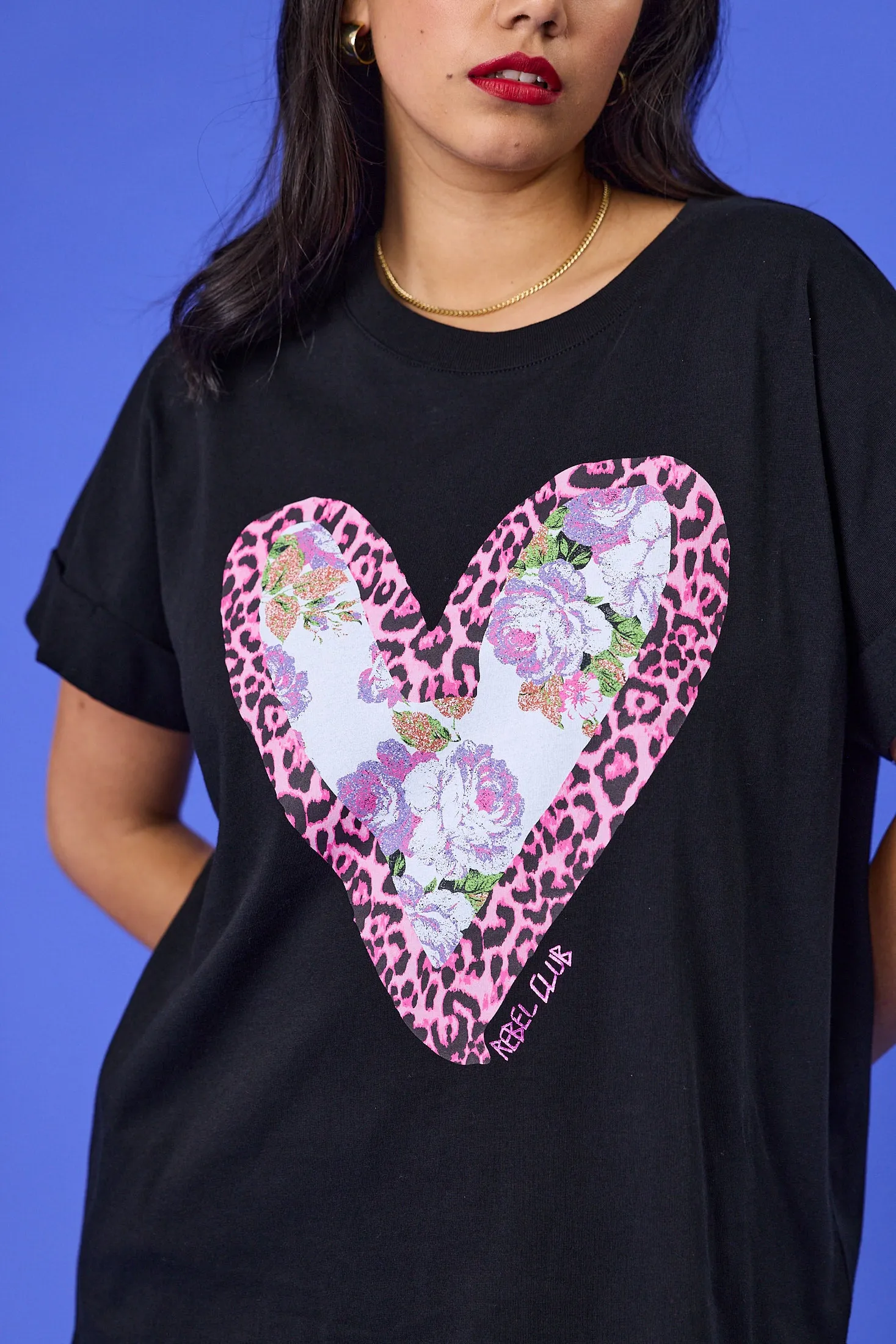 Rebel Club Fierce Heart Drop Crew Tee Washed Black Outdoor Essentials