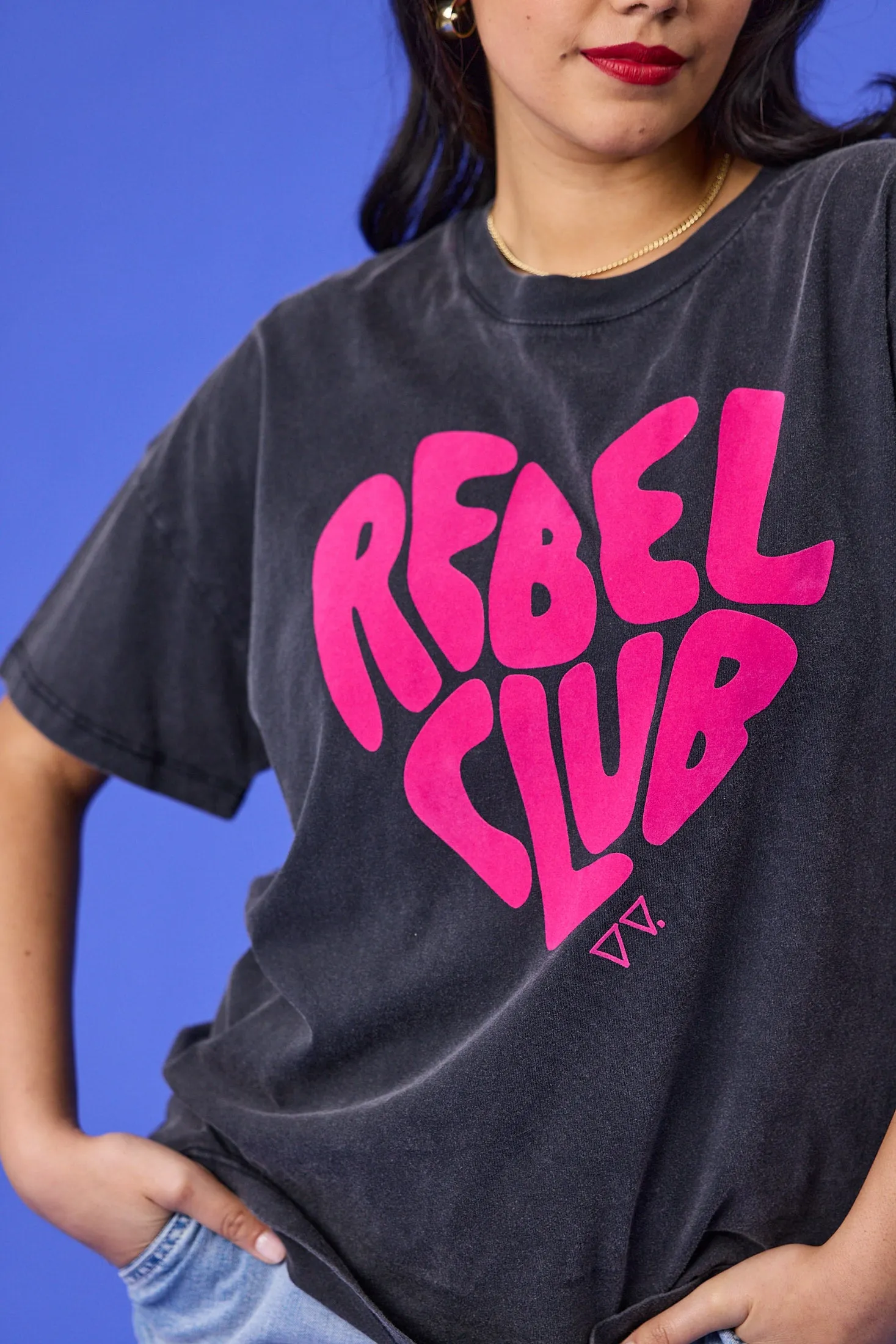 Relaxed Wearable Rebel Club In My Heart Boyfriend Tee Washed Black