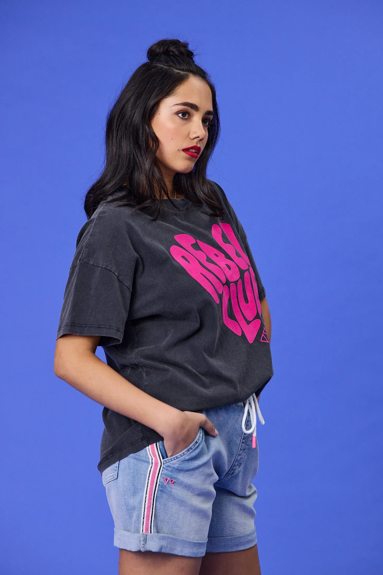 Rebel Club In My Heart Boyfriend Tee Washed Black Odor Resistant Treatment