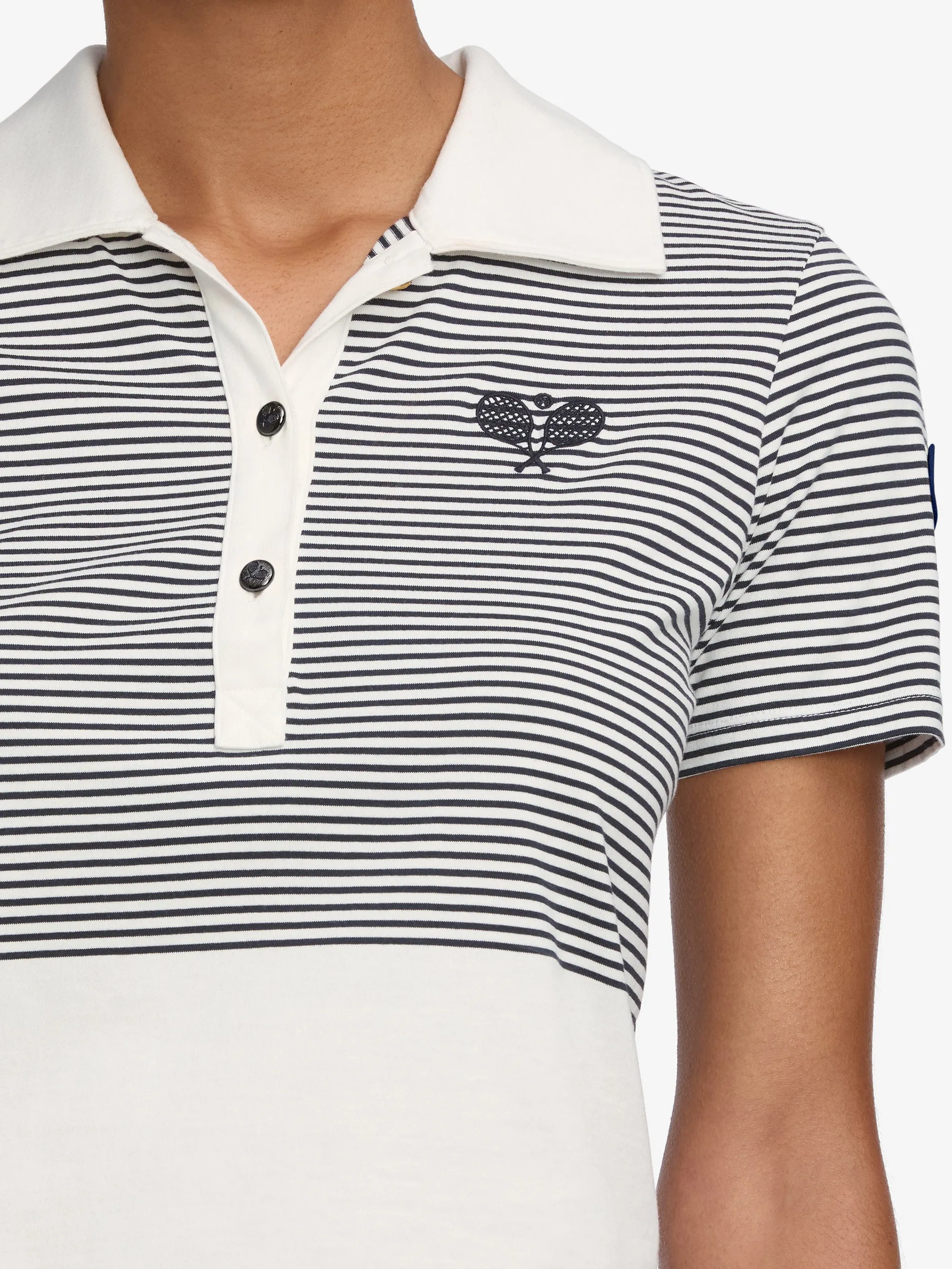 Layered Hem Design The Tennis Polo -- White Multi