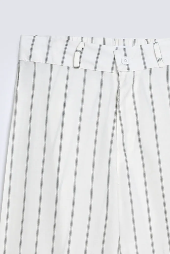 STRIPED WIDE LEG TROUSER Reinforced Stitching