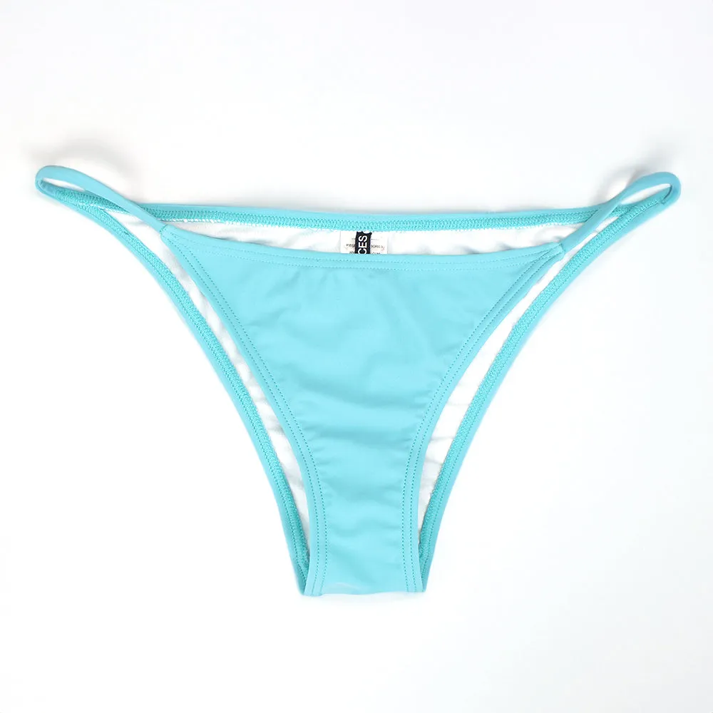 Women's Thin Strap High Side Thong Bikini Bottom,Turquoise Dance Light Streetwear Style
