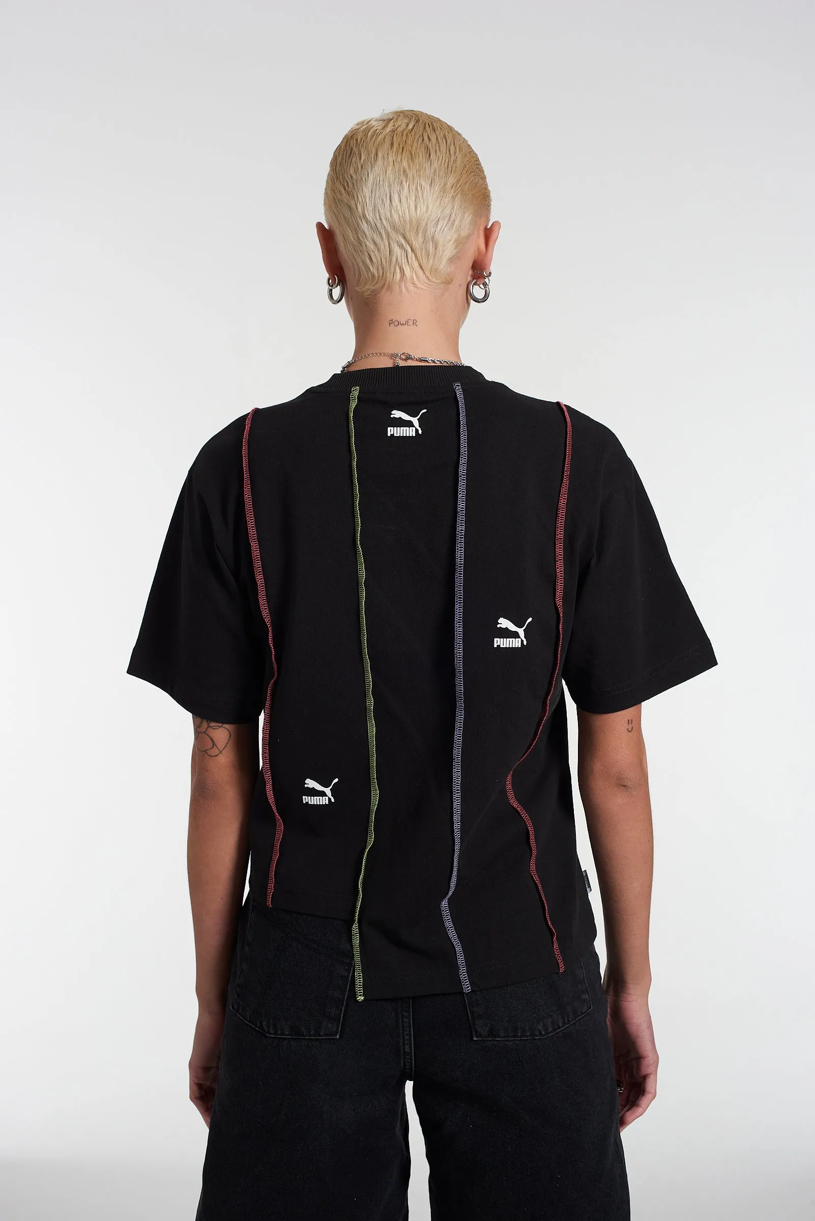 PUMA x The Ragged Priest Black Jersey Tee Practical Shorts Relaxation Wear