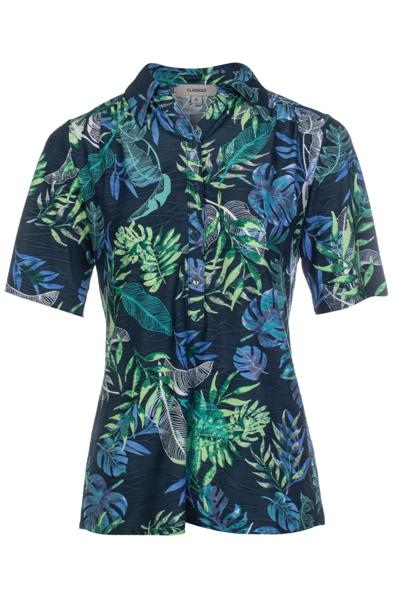 NoSlipTrims Polo Top | Navy Green Palm | 9122C1