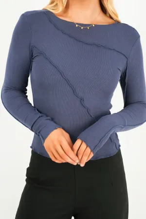 Eleni Long Sleeve Top Navy Work Wear