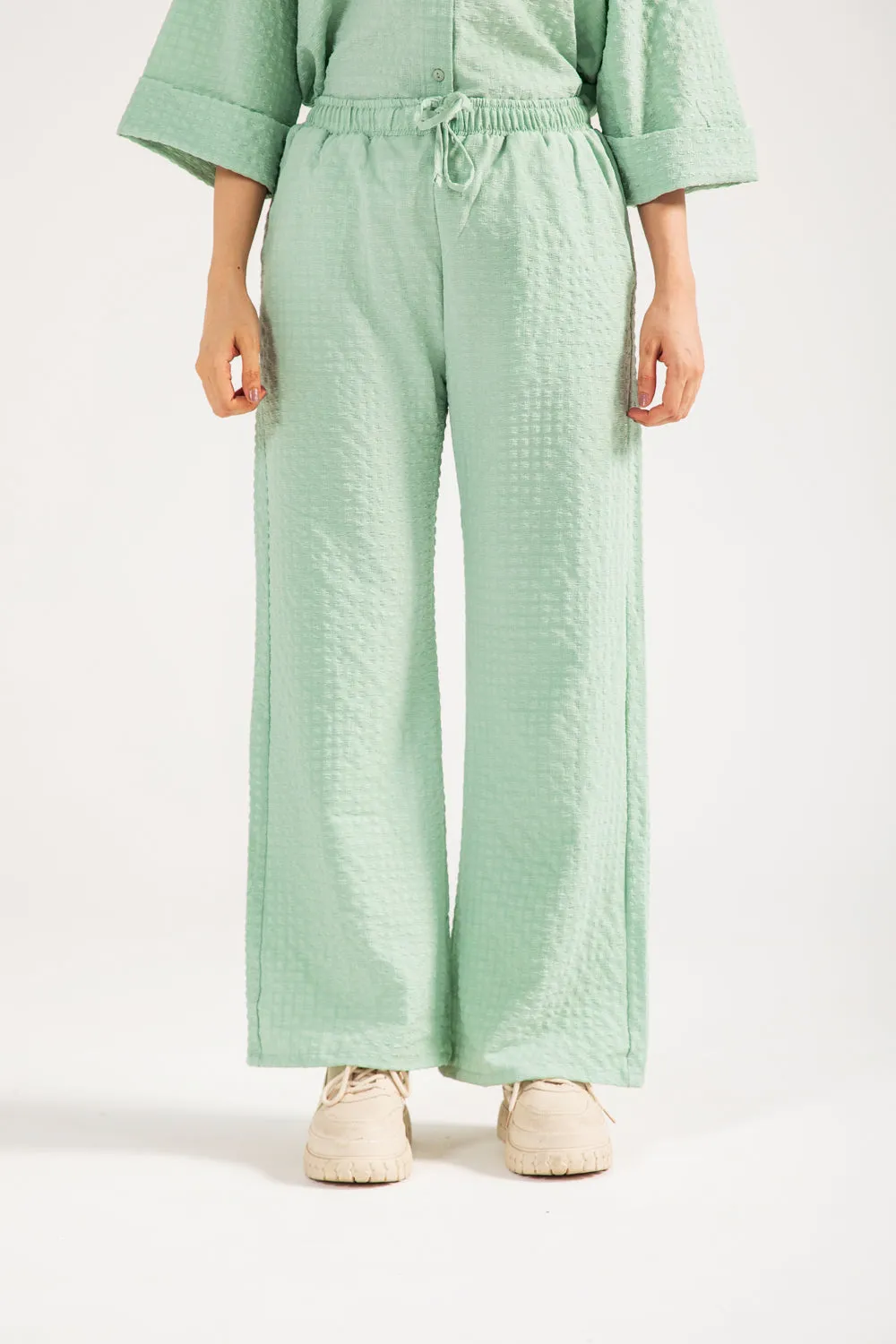 TEXTURED WIDE LEG TROUSER Flexible Comfort Wear