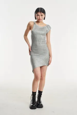 Astral Metallic Silver Mini Dress Casual Fit