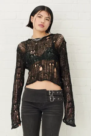 Minx Sequin Sheer Knit Top Comfortable Shorts