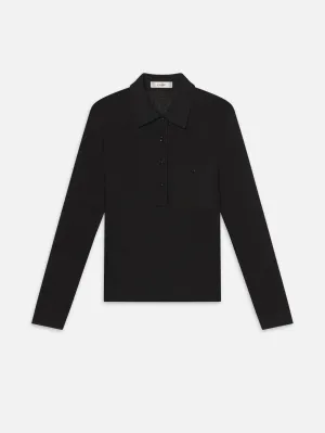 The Long Sleeve Caddy Polo -- Black Sporty Appeal