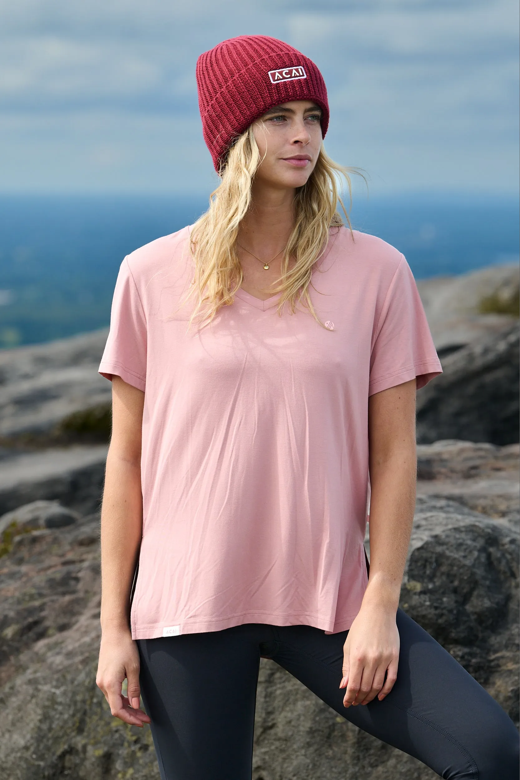Daily Casual Breathable mesh lining Relax Tee - Dusky Pink