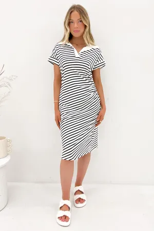 Flexible Fit Sleek Cut Evander Midi Dress Stripe