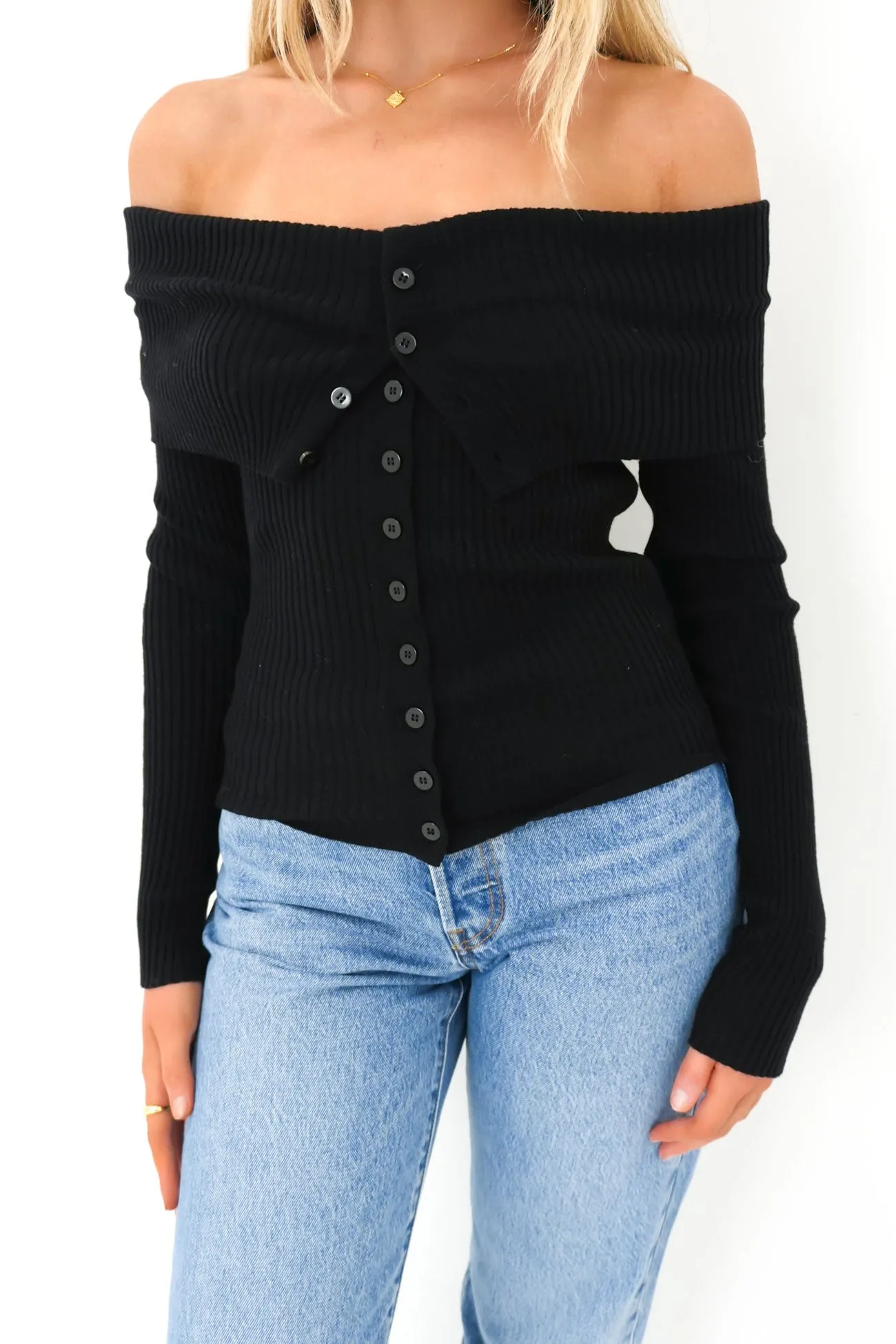 Cecilia Knit Long Sleeve Black Stylish Jacket Active Look