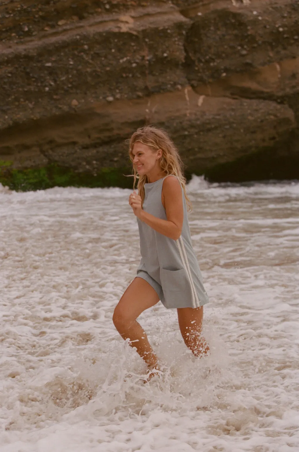 Vintage feel Retro Detail Hanalei Mini Dress Blue