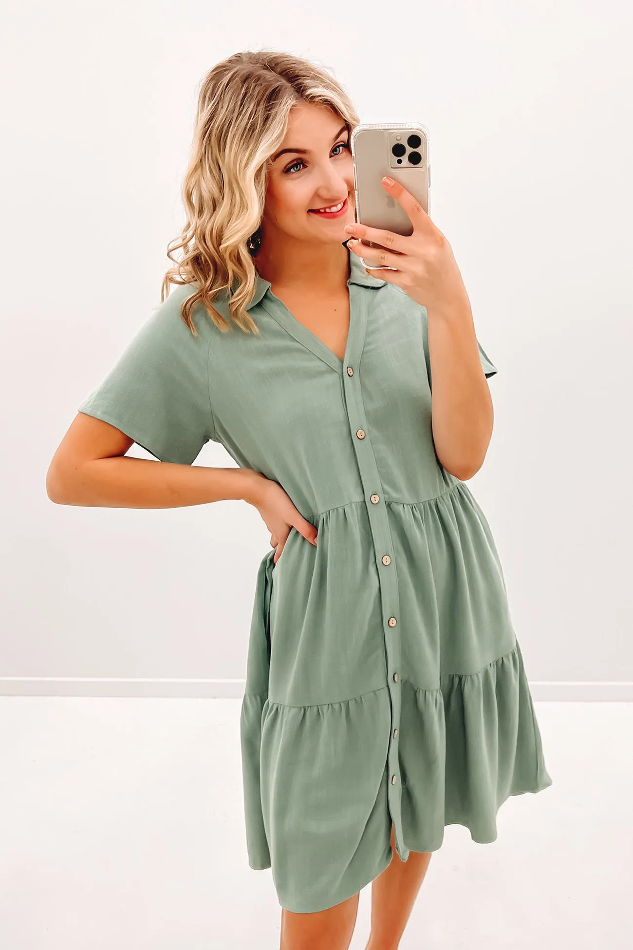 Sharp Look Little Paradise Mini Dress Sage