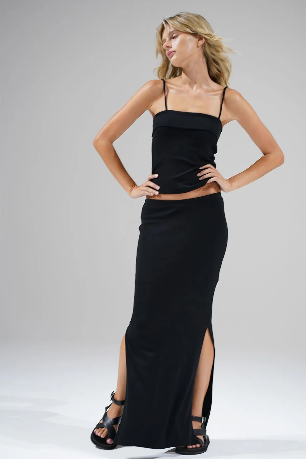 Ombre effect Steph Ribbed Skirt - Black