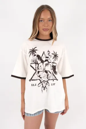 Pony Island Oversized Tee Vintage White Weekend Essential