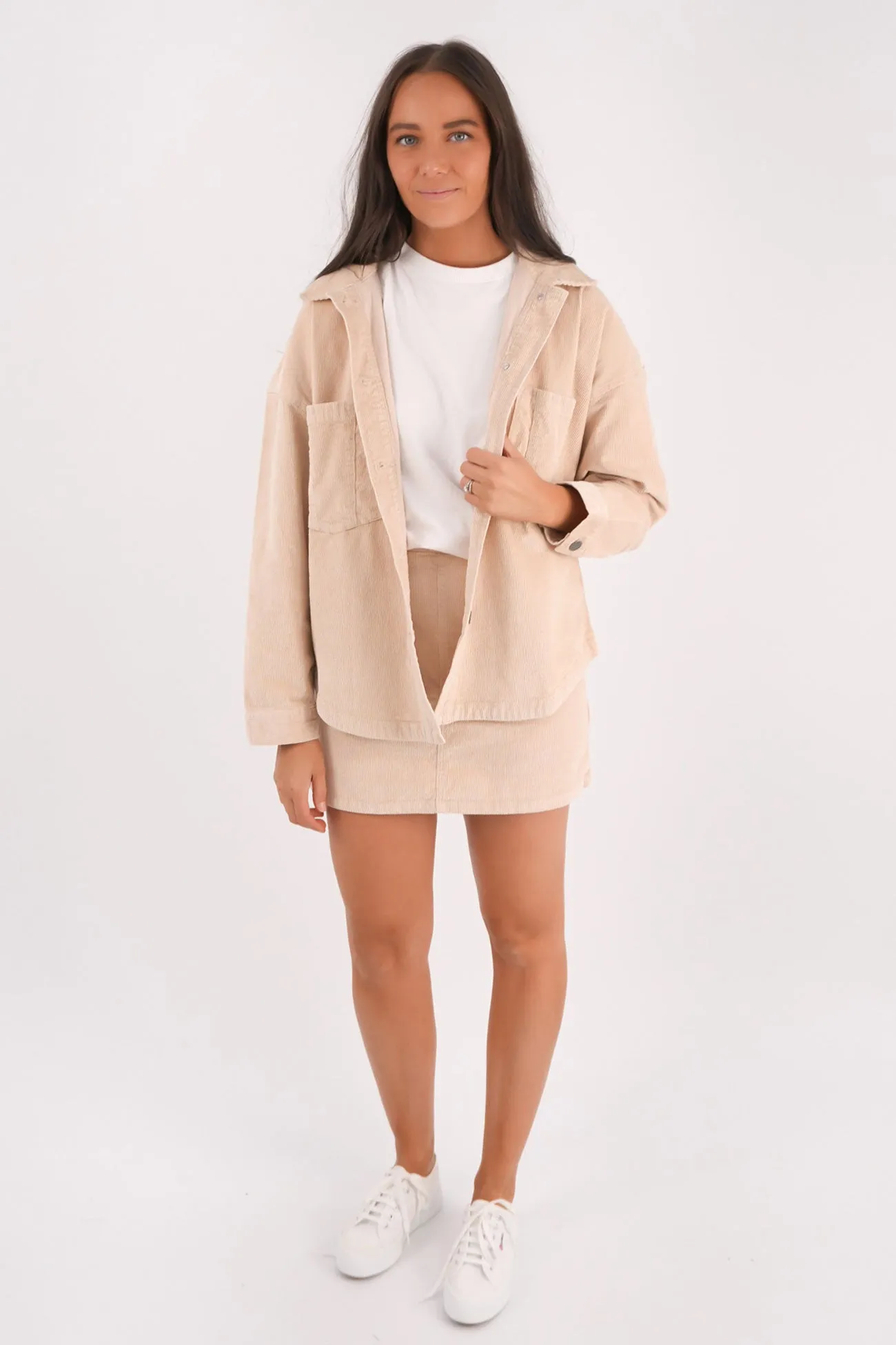 Lined interior Soft Texture Emma Cord Skirt Vanilla