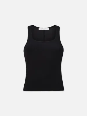 Minimal Layers Urban Trend Look Rib Scoop Neck Tank -- Black