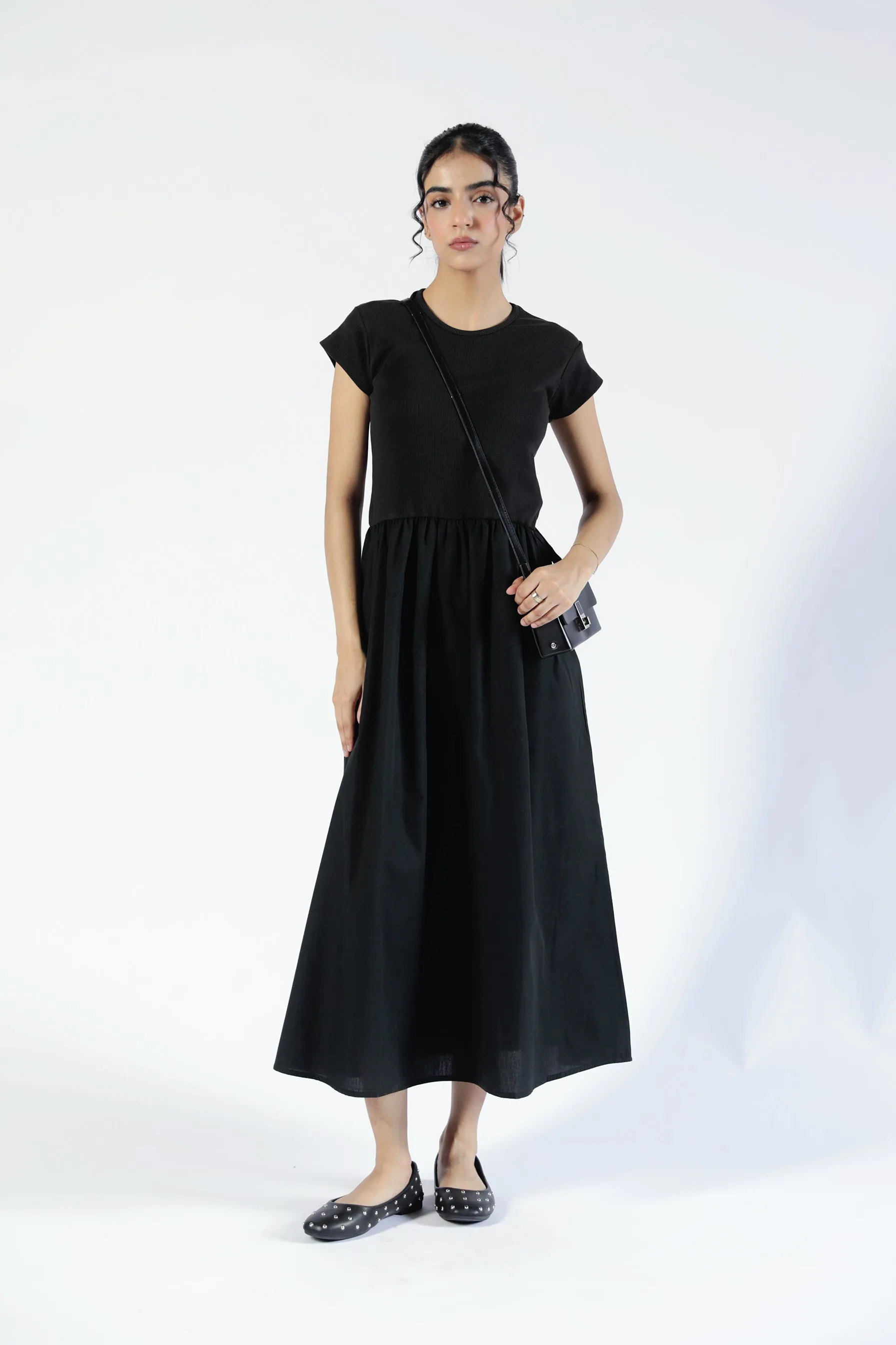 Smart Blend Dress for brunch RIBBED TOP DRESS