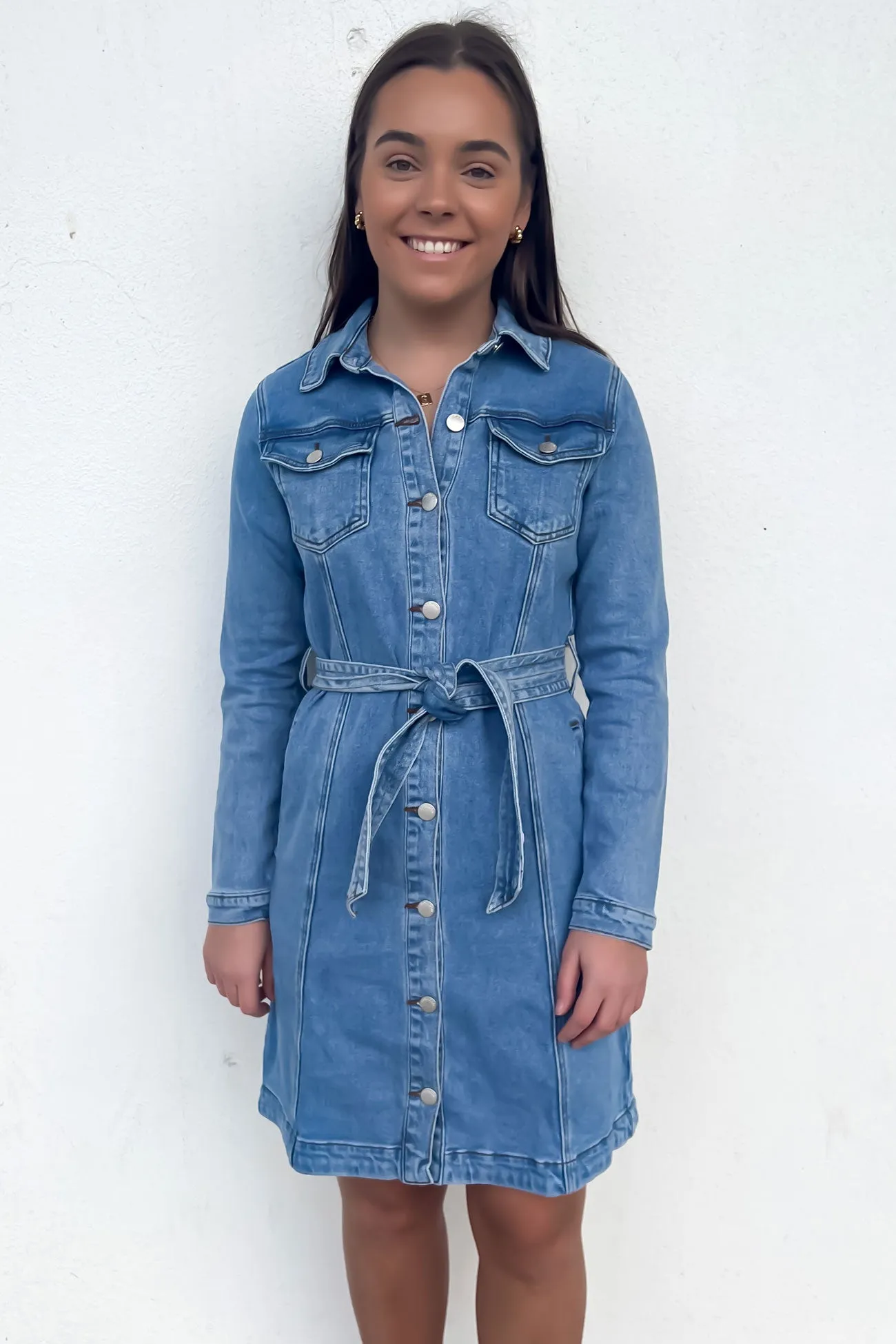 Vibe Choice Bohemian-Style Riley Denim Dress Mid Blue