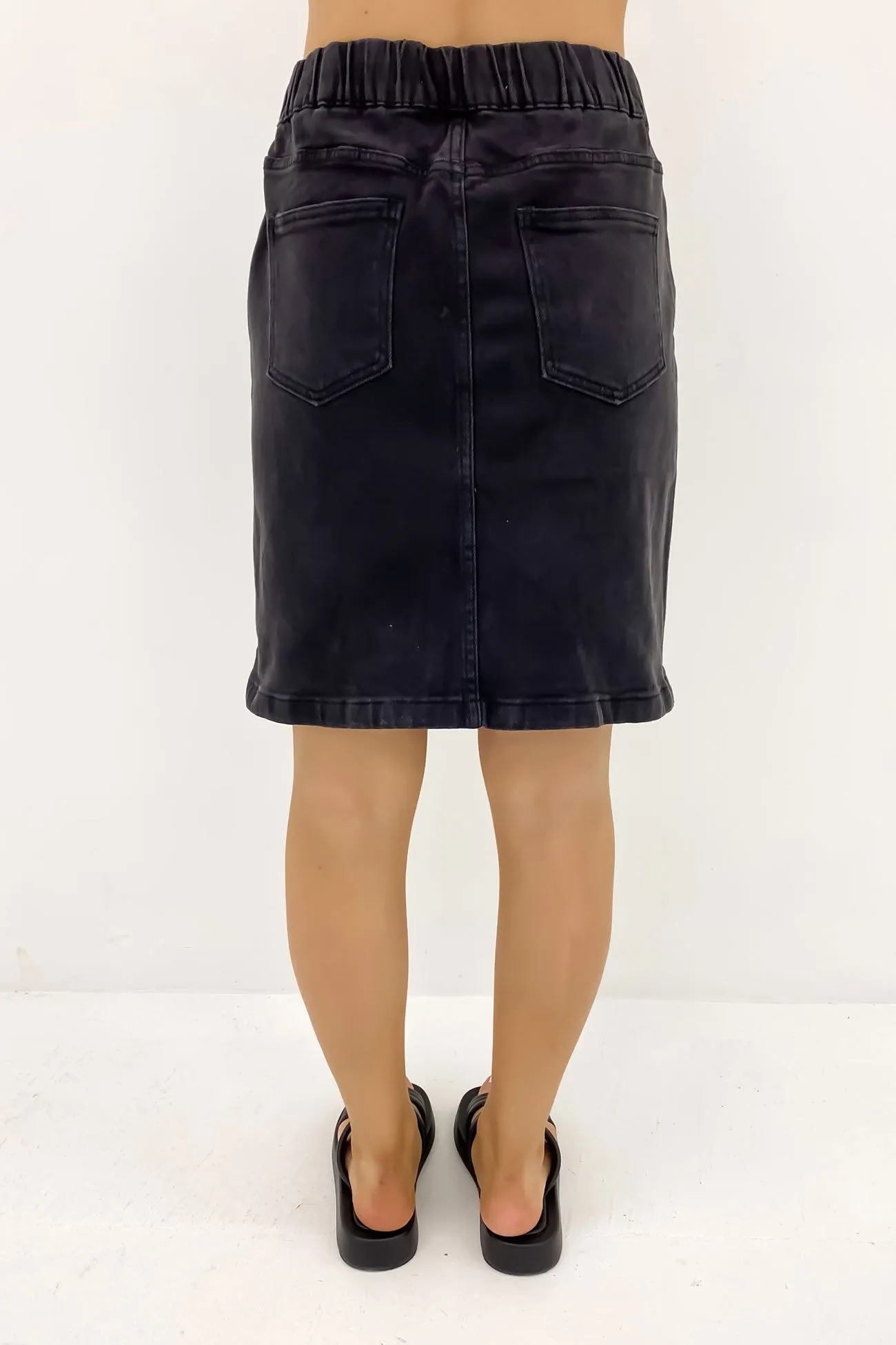 Rio Skirt Washed Black Hidden Zipper