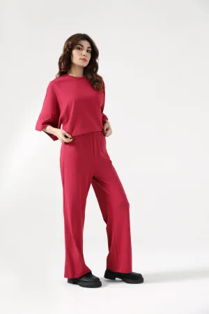 LightweightWeave Durable Fabric WIDE LEG TROUSER