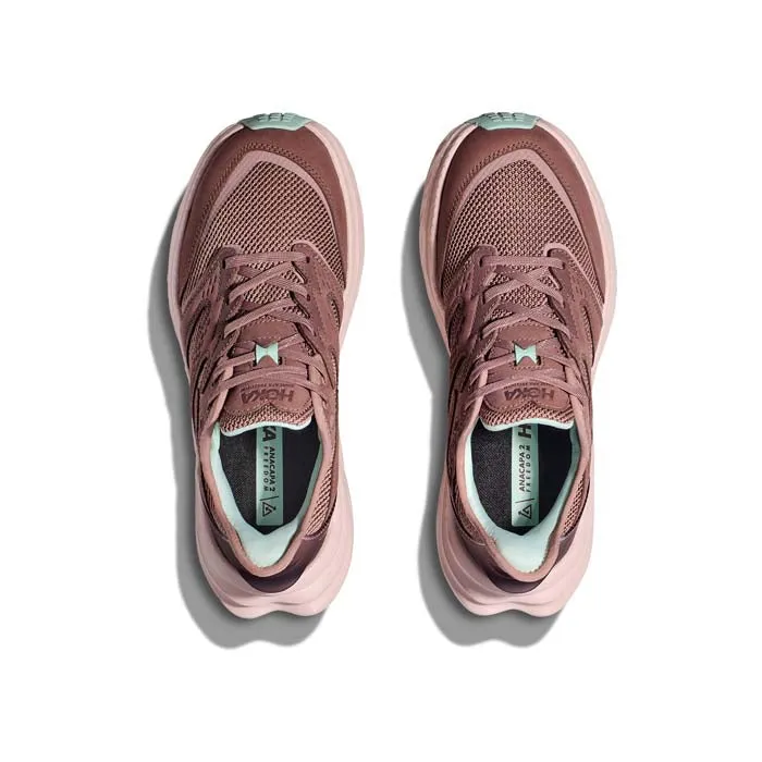 running in a crater area shoes Womens Hoka Anacapa 2 Freedom in Quartzite/Cosmic Pearl