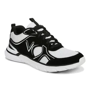 Womens Vionic Walk Parkside in White/Black running in a soccer field area shoes