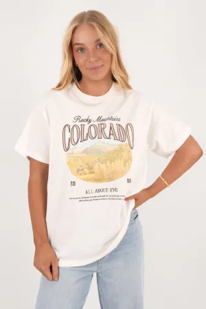 Wear Resistant Fabric Rocky Mountains Relaxed Tee Vintage White