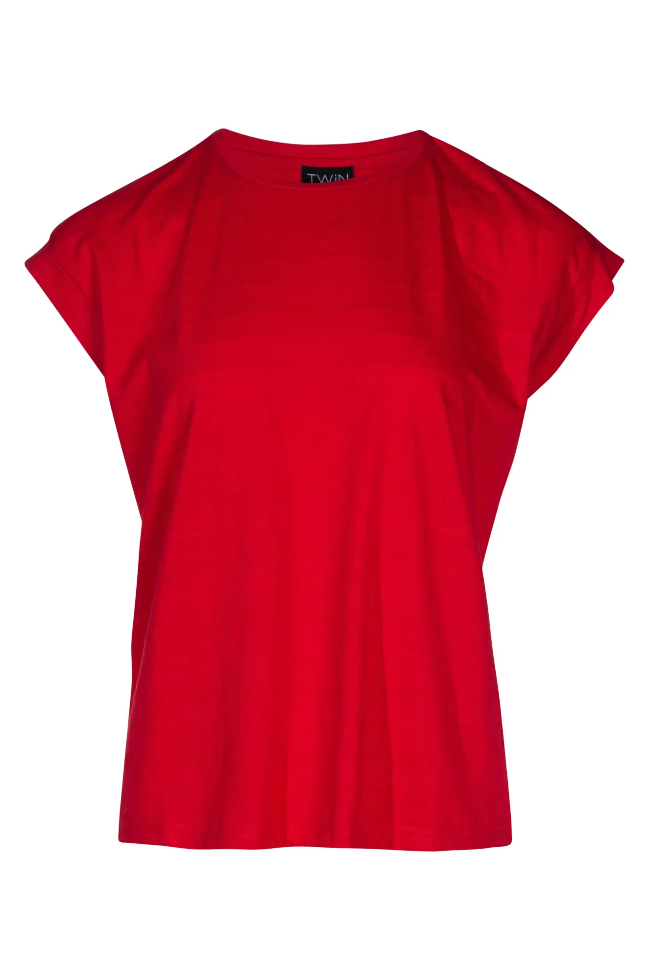 Fine Weave Round neck Jacquard Top | RED | 6021A1